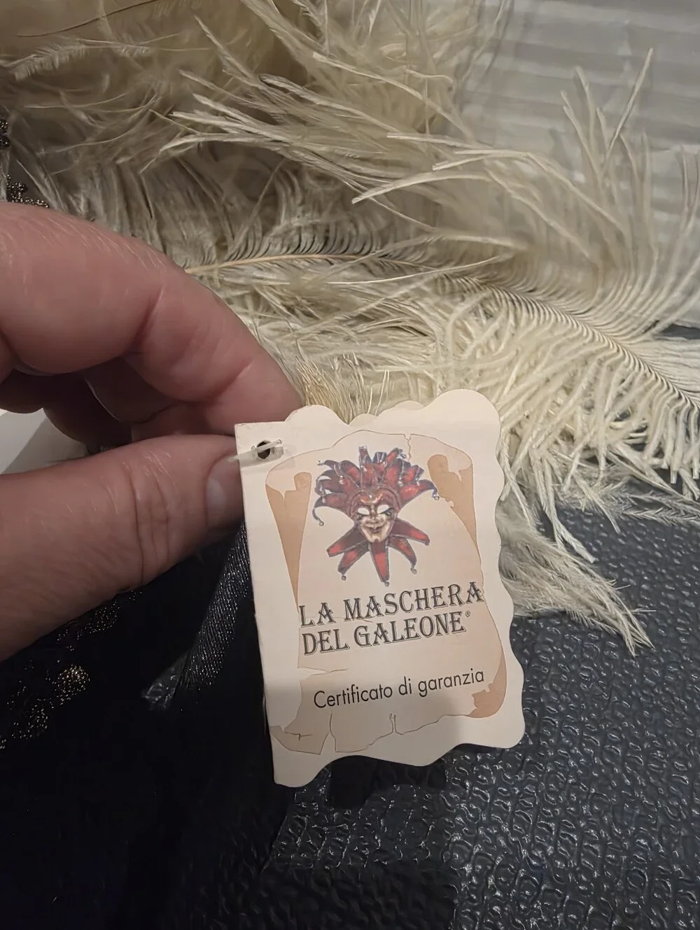 Gold and Cream Feathered Venetian Masquerade Mask.